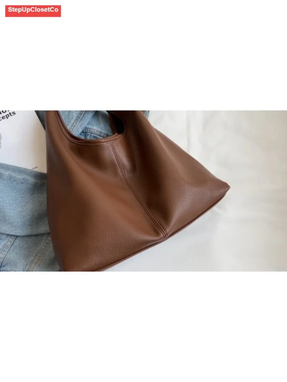 Slouchy Hobo Tote Bag PU Leather Shoulder Purse 2 Pack Women
